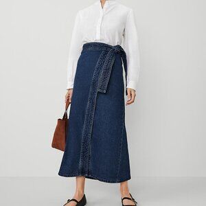Denim Wrap Maxi Skirt Vintage Dark Wash